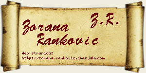 Zorana Ranković vizit kartica